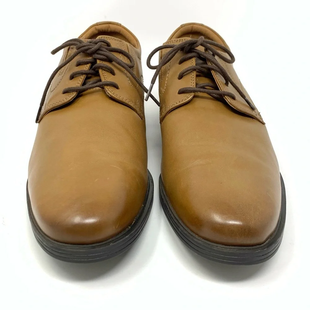 Clarks Whiddon Oxford Cognac Leather Men’s Shoes size 10 Wide